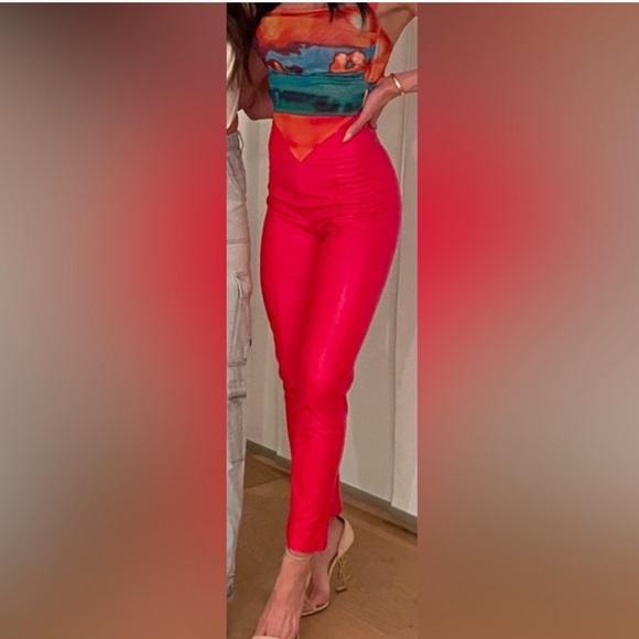Amanda Uprichard Pants - Amanda Uprichard Vibrant Red Cropped Pants